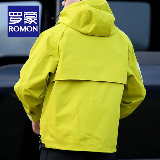 ROMON functional wind outdoor jacket men's spring and autumn new workwear hooded jacket men's windproof mountaineering clothing travel regular style - fluorescent green L size (recommended 110-130 Jin Jin equals 0.5 kg)