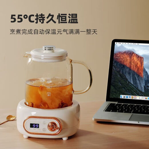 All-glass health kettle, kettle and heat preservation integrated, fully automatic constant temperature office multi-function 0 metal tea kettle, electric kettle, stew kettle integrated, all-glass kettle 0 glue, automatic constant temperature rice white (including tea leakage) 1.5L