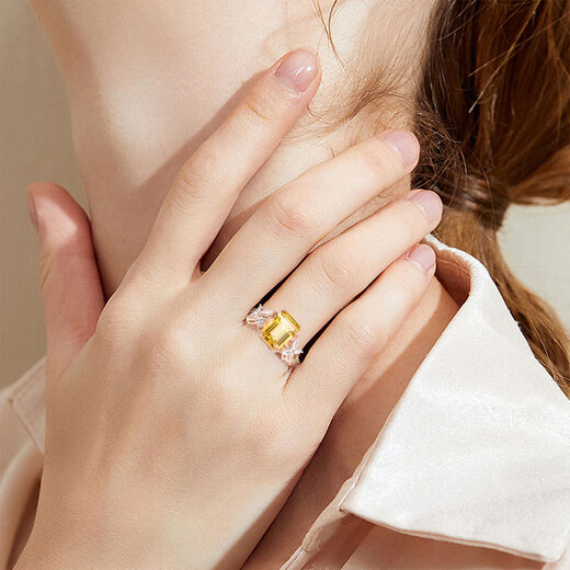 JOLEE ring S925 silver citrine ring colored gemstone light luxury one-size-fits-all jewelry gift for women, one item and one certificate