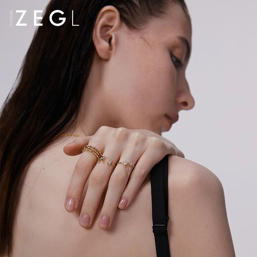 ZEGL real willow gold unicorn ring, high-end anniversary gift, model A, US size 6, inner circumference about 52mm, size 6