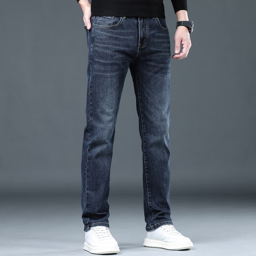 ROMON jeans men's spring and autumn 2025 new trendy straight long pants men's slim blue stretch casual pants men 1049 grey size 36 sizes waist 2 feet 8 suitable for 170-182 Jin [Jin equals 0.5 kg]