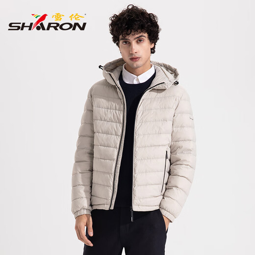 雪伦轻薄红色羽绒服男本命年连帽通勤商务风秋冬外套轻暖13661 松茶绿 XL