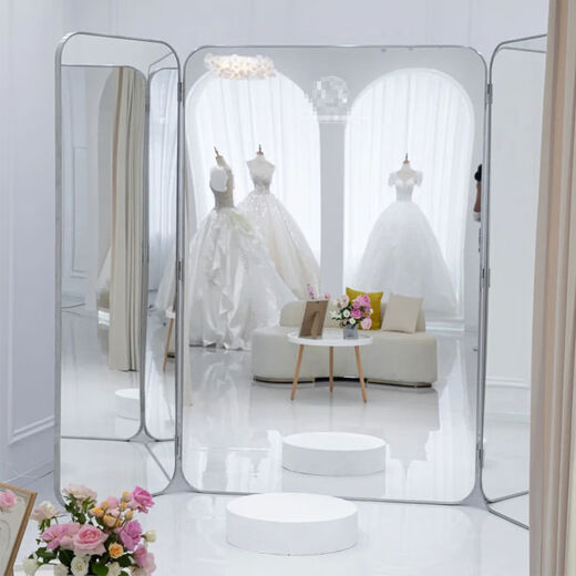Yusenyi Bridal Shop Three-way Mirror Folding Body Mirror Slimming Lens Beauty Mirror Full-length Mirror Dress Hall Fitting Mirror Middle 220160 + Both Sides 22090 Others No
