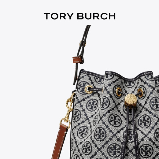 Tory Burch Valentine's Day Gift T MONOGRAM Jacquard Crossbody Bucket Bag Women's Bag 166414 Tory Navy Blue 405 OS