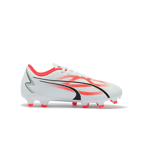 彪马（PUMA）官方 新款儿童天然草坪足球鞋长钉ULTRA PLAY FG/AG JR 107530 白-黑色-火红色-01 35