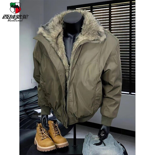 Western Camel (VANCAMEL) high-end American retro jacket cotton coat men's winter warm mountain-carved cotton coat cleanfit fur collar coat black thickened XL 135-150Jin Jin equals 0.5 kg