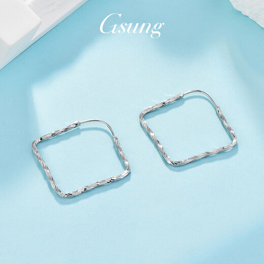 GsunG platinum pt950 women's earrings earrings platinum fashion plain gold large hoop earrings square round heart-shaped earrings priced by gram, please contact customer service before bidding for gold price