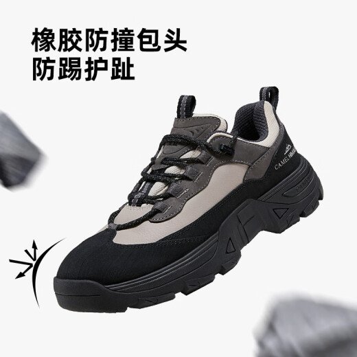 Kamel (Kamel) [Kompass] Neue Herbst- und Winter wasserdichte Wanderschuhe weiche Elastizität bequeme Anti-Kollisionszehenschuhe im Freien Arbeiten Schuhe G14A171689 Grau/Schwarz 38