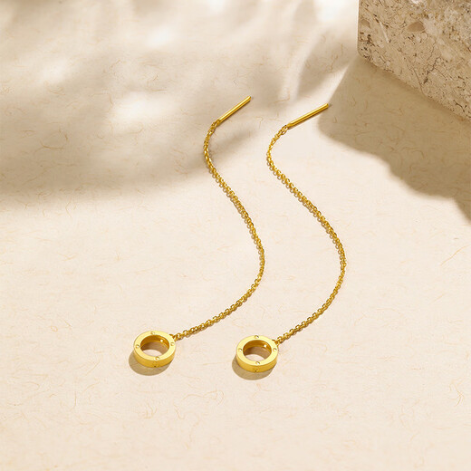 Saturday blessing yellow 18K gold earrings for women, interlocking gold earrings birthday gift C0911384 pair