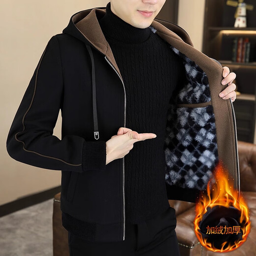 JASONWOOD stick to my high-end brand jacket men's 2025 new autumn and winter woolen casual warm men's jacket high-end brown autumn and winter style ready stock Suda XL