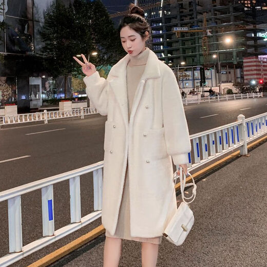 Gu Bing Mink Fur Coat Women's Autumn and Winter New Style Mid-Length Gold Mink Fur Coat White M Recommended 100-115