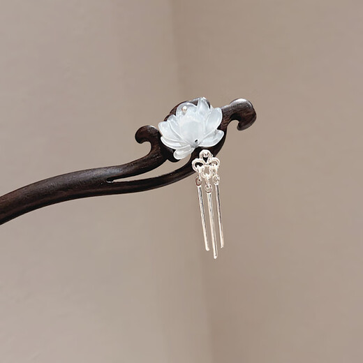 Su Shiliuxiang Cloud Lotus Hairpin Tassel Hairpin Girls Birthday Gift New Chinese Sandalwood Hairpin Chinese Style Hanfu Accessories Chinese Elegant Lotus Hairpin