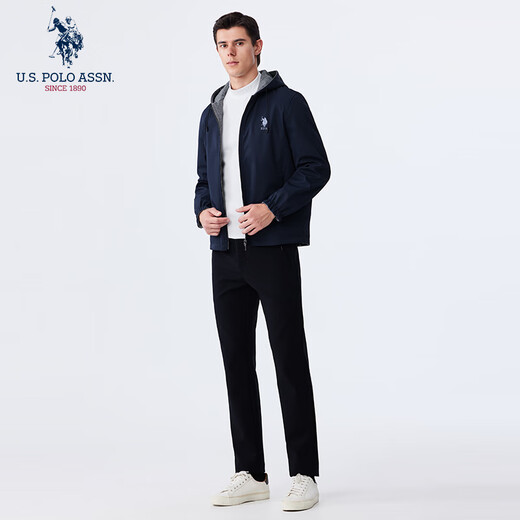 U.S. POLO ASSN. Paul Jacket Men's Autumn Business Casual Jacket Men's Reversible Windproof Top Navy Blue L