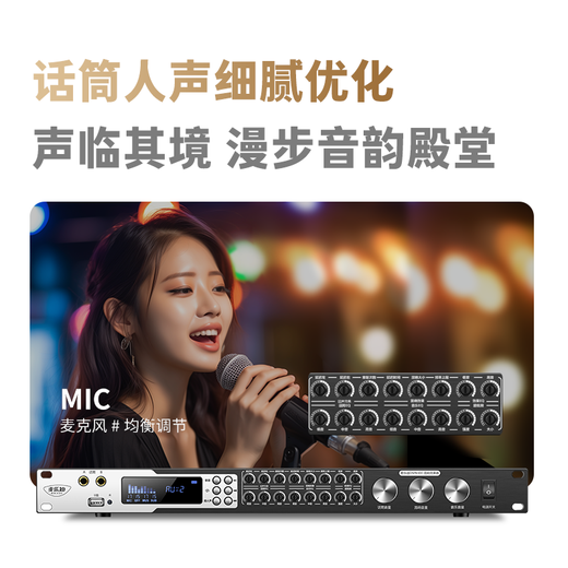 Melody DSP6300 karaoke reverberation digital audio preamp effector home theater anti-howling mixer processor with microphone mixer equalizer DSP6300 professional karaoke effector Bluetooth version standard version