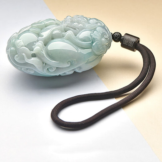 Jade Handle Piece, an Orphan of a Thousand Years, Jade Plate and Jade Pendant for Men, Symbolizing Success in Career, Pixiu Handle Piece QZK2582i
