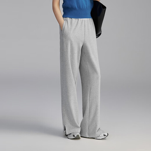 Cloud Life [0 sense of drooping pants] Solona straight-lid flesh elastic waist sports casual pants 2025 autumn K9853 flower gray S