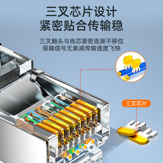 山泽 六类屏蔽水晶头 6类千兆网络接头 工程级RJ45电脑网线连接头 Cat6镀金水晶头 30个 SJ-P6630
