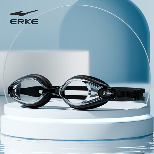 Hongxing Erke (ERKE) adult swimming goggles high-definition waterproof and anti-fog flat glasses for men and women simple professional sports swimming and diving glasses versatile black
