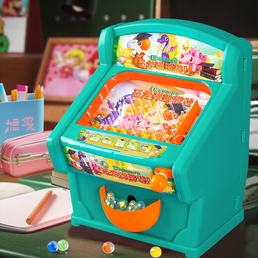 Chison Children's Game Machine Development Intelligent Pinball Machine Glass Ball Game Toy Large 2024 Girls and Boys Gift Dinosaur Pinball Machine [Minn Blue + 30 Beads] 8800 3 Sections No. 5 + Screwdriver