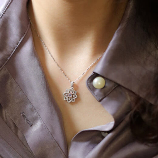 DL 1998 Fat Donglai same style tanzanite necklace Lescroft Sulman vintage lace four-leaf clover silver micro-embedded clavicle chain 400+40+40mm three-section adjustable