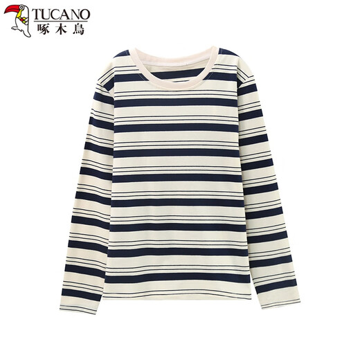 Specht 2024 neuer reines Baumwoll-Hals mit langem T-Shirt für Frauen im Frühjahr und Herbst lose lässige und vielseitige Basishemd Top 838# Long.Sleeved [hellblau] M Empfohlen 80-Jin [Jin gleich 0,5 kg]