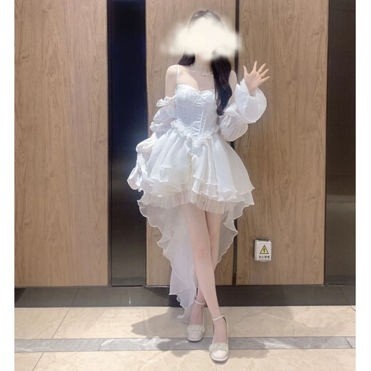 ACJK high-end light luxury birthday dress niche trailing tube top princess tutu skirt French super fairy temperament dress picture color S