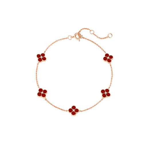 Promise of Love 18k gold four-leaf clover bracelet for women red agate niche luxury jewelry anniversary birthday gift for girlfriend