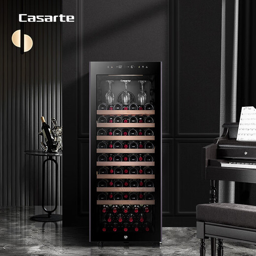 Casarte (Casarte) can issue special tickets. Red wine cabinet for home villa, president's office, home constant temperature and humidity, shock-proof cigar tea fresh-keeping refrigerator, wine cabinet with changeable door direction, new product, piano black 198L