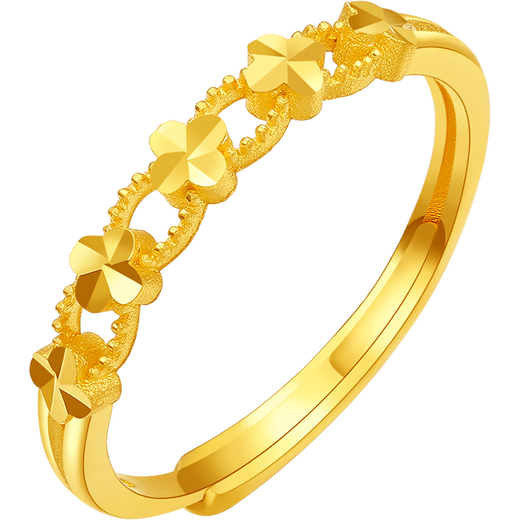 Saturday blessing four-leaf clover gold ring women's ring birthday gift price A0113671 live mouth size 14 about 2.05g