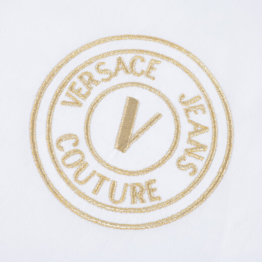 VERSACE JEANS COUTURE奢侈品男装新款男士棉奢华刺绣金标修身长袖衬衫12119 礼物 白色 48