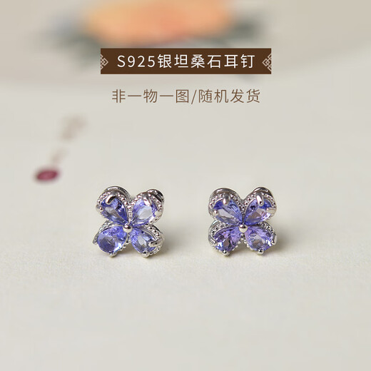 Chishe Tanzanite Earrings Women's s925 Silver National Trendy Earrings Niche Design Autumn and Winter Earrings New Chinese Style Earrings Style 1 S925 Silver Tanzanite Earrings