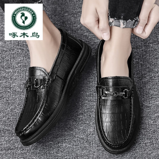 Spechtlederschuhe für Männer im Geschäft Formale Faulenzschuhe für Männer im Sommer atmungsaktiv 2024 Neue Stil fahren Männerschuhe Schwarz (882) 39