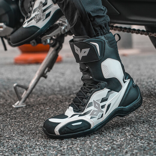 Duhan (DUHAN) cycling shoes spring, summer and autumn motorcycle riding boots men's off-road motorcycle shoes racing short boots rider equipment DX-24711 black and white 43
