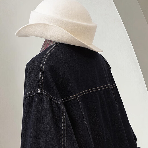 Cypress Lapel Contrast Color Stitching Denim Jacket Women's 2025 Autumn New Fashion Long Sleeve Simple Top