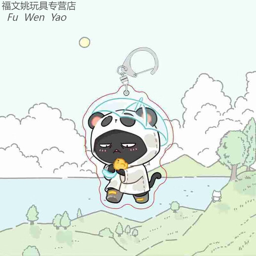 Raincoat Meow If History Is a Group of Meows Cute Peripheral Keychain Headphones School Bags and Pendant Gifts 5cm D-shaped Button Pendant_A841--Raincoat Style-Raincoat