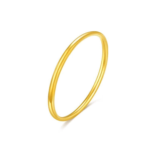 Muqin Gold Sansheng III Plain Ring 9999 Pure Gold Ring for Men and Women, Imitation Gold Aperture Tail Ring for Girlfriend, Smooth Ring, No. 7, 0.3g