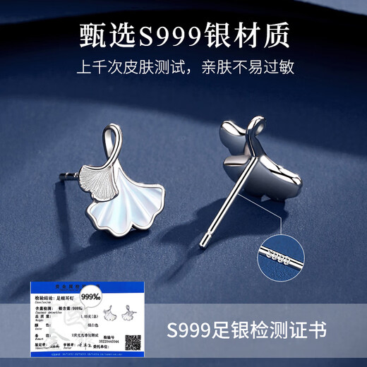 Auspicious God-given Three Lives Lucky 999 Sterling Silver Earrings Women's Light Luxury Earrings 2025 Autumn and Winter Earrings Birthday Gift 999 Silver Platinum