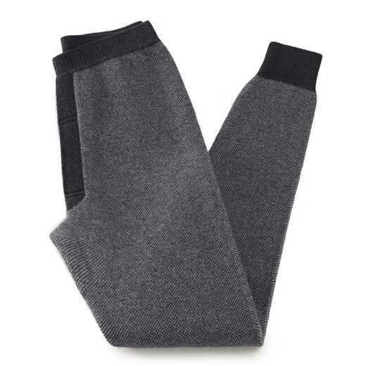 KING DEER pure cashmere men's thickened high-waisted thermal pants women's slim-fitting autumn and winter inner wool bottoming cashmere pants for men - sesame style - dark gray 2XL
