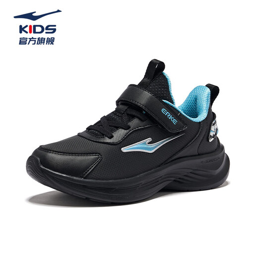 Hongxing Erke (ERKE) children's shoes, leather running shoes for boys and girls, large and small children's sports shoes - Mingou 2.0 black/digital blue 37