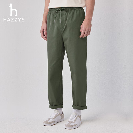 哈吉斯（HAZZYS）男装 春秋款男裤子纯棉宽松舒适通勤休闲裤男ATDZP0BAP45 浅卡其色LK 34 （175/82A）