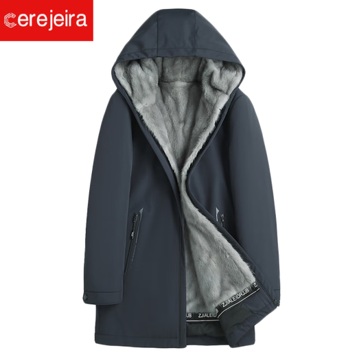 cerejeira派克服男中长款水貂整貂内胆尼克服貂皮大衣连帽中老年皮草外套厚 藏蓝色 XL 175/