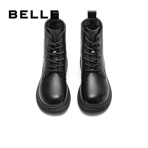 百丽（Belle）七夕礼物舒适马丁靴女商场款真皮时尚靴B7E2DDD4 黑色-单里 36 (230mm)