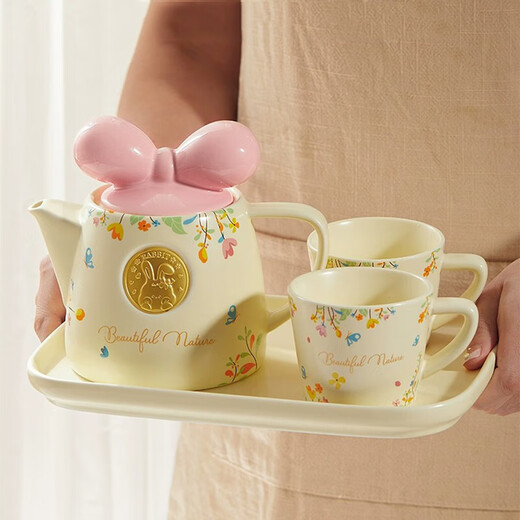 Meidu Christmas birthday gift tea set Valentine's Day gift for newlyweds teapot best friend souvenir wedding new wedding bow tea set pink gift box