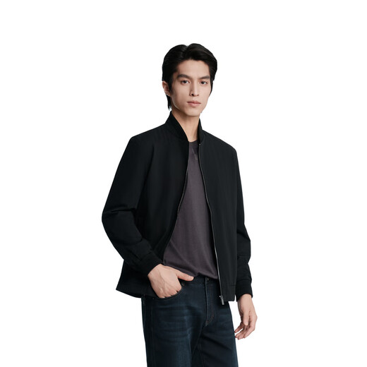 Powerful men's jacket men's baseball collar solid color casual spring and autumn short jacket men | BKDE3288 Black L