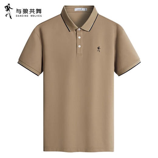 与狼共舞【7A抗菌】夏季款商务通勤凉感透气男士短袖POLO衫 701卡其 170 