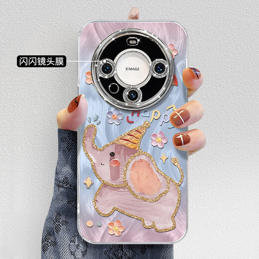 京悠雨自带镜头膜适用华为mate60pro手机壳mate60的新款mate40epro套P40pro+全包pura70加p60支架mete50e NM13548萌萌小飞象+隐形支架自 vivo X10