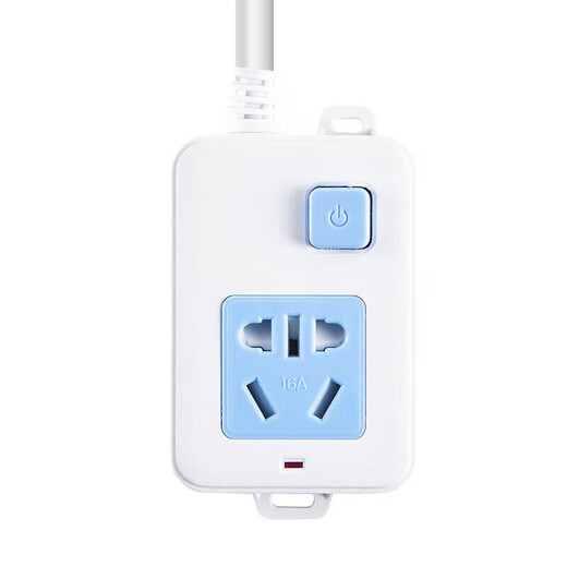 Bull (BULL) same style high power 16A air conditioning socket pure copper power strip with wire strip plug into long wire strip blue and white with switch and plug wire total length 1 meter
