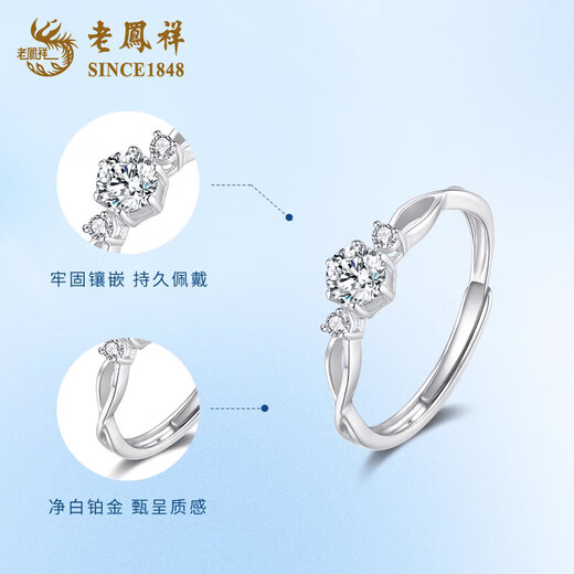 Lao Fengxiang PT950 platinum sparkling ring for women, new platinum ring, Valentine's Day birthday gift for girlfriend and wife, platinum sparkling ring about 1.9g, brand gift box