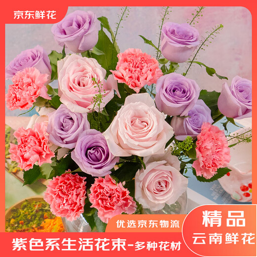 Jingdong Flowers Kunming Base Flower Straight Hair Family Life Flowers Rose Carnation Mix and Match-Fresh as Yi Source Straight Hair