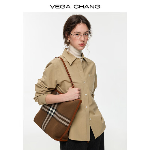 VEGA CHANG brown rhyme simple luxury long-sleeved shirt for women 2025 new autumn and winter simple high-end shirt sweet peach pink (shirt) L